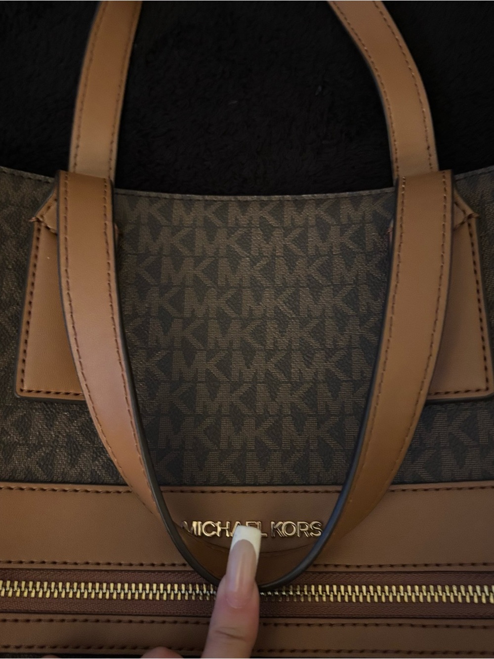 Michael Kors Brown Logo Tote with Espadrille Wedge Sandals heels size 7’5 heel!! - Picture 3 of 15